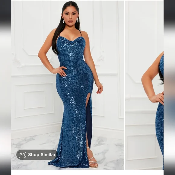 Fashion Nova Dresses Blue Sequin Dress Poshmark